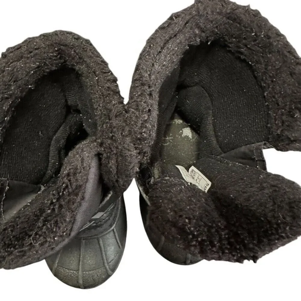 Sorel Snow Commander‎ Hook & Loop Strap Boots Toddler 6 Black Faux Fur-Lined